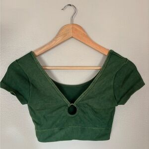 Aerie Crop Top Circle-Ring Front Size Medium Green